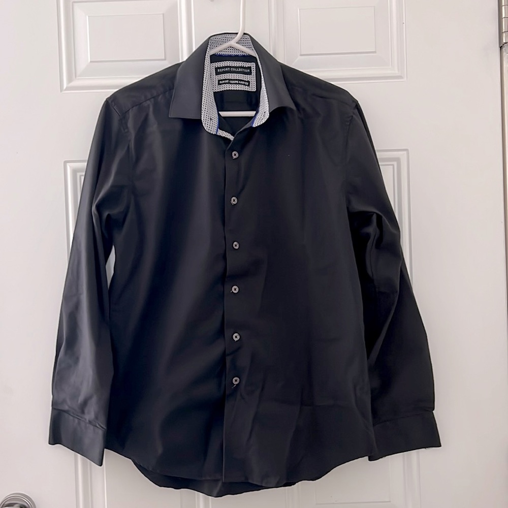 Report Collection Slim Fit- Coupe Ajustee Shirt, Black, Size 15” (32-33)